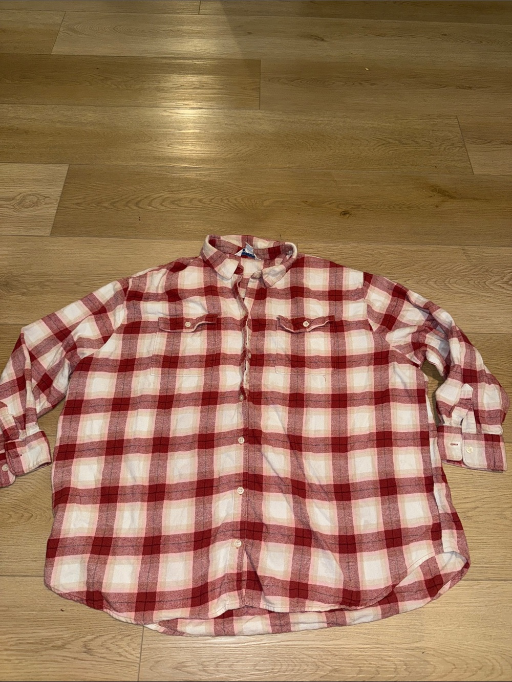 Old Navy Red and White Plaid Button-Down Shirt